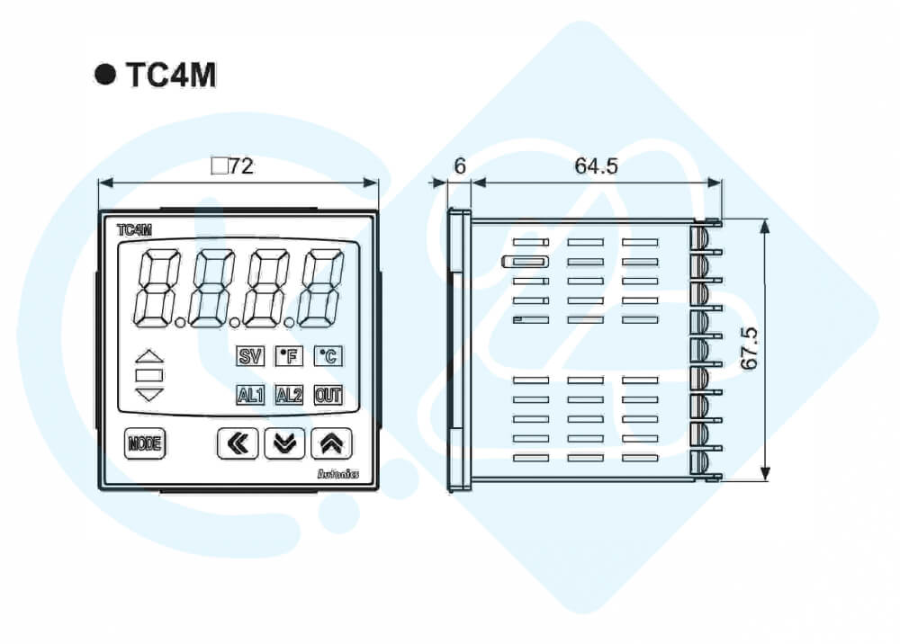 ابعاد و اندازه کنترلر دما آتونیکس مدل TC4M-24R
