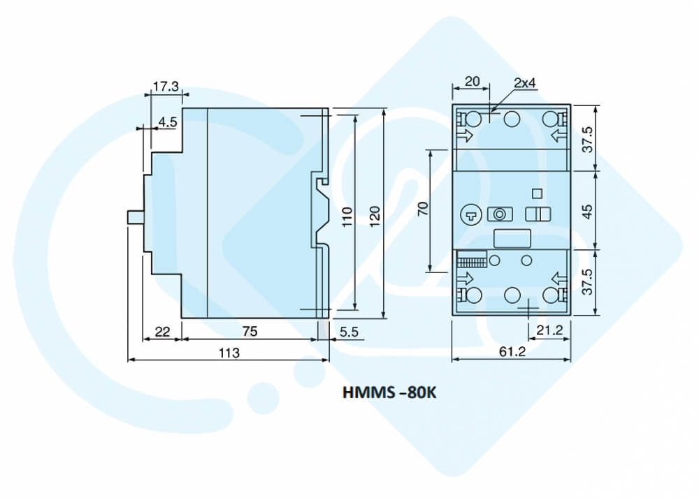 ابعاد و اندازه کلید حرارتی هیوندای مدل HMMS-80K 40A