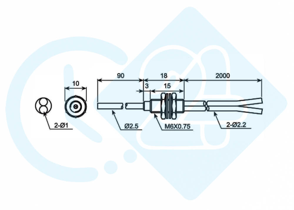 ابعاد و اندازه سنسور فیبر نوری آتونیکس مدل FD-620-10