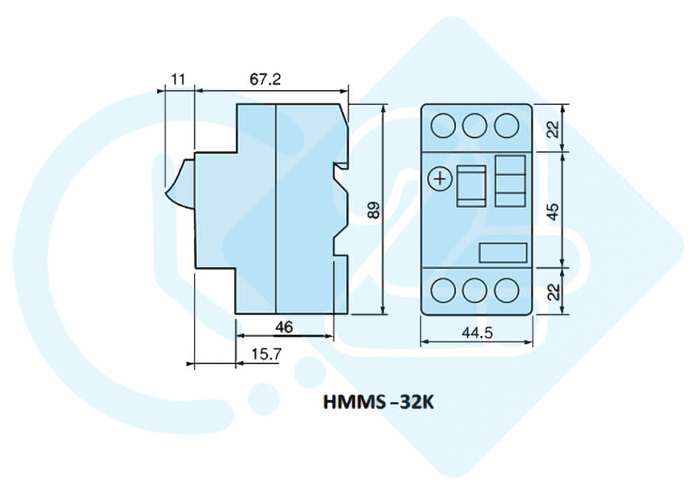 ابعاد و اندازه کلید حرارتی هیوندای مدل HMMS-32K 6.3A
